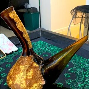 wine decanter vintage with genuine leather